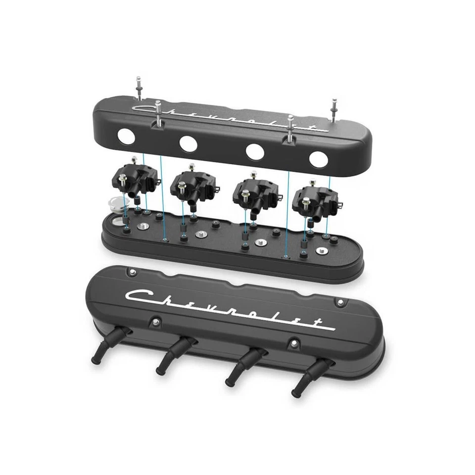 Holley 241-177 2 шт подходит для крышек клапанов Chevrolet Script LS, черные - Изображение 3 из 4