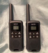 2 ONN Walkie Talkies Model ONA19WT002 up to 16 Mile Range 22 Channels EUC Tested