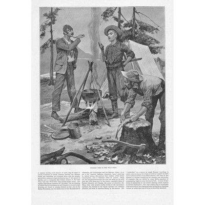 USA Holiday Time in the Wild West - Antique Print 1891