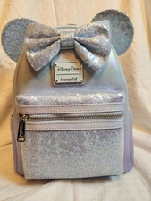 Loungefly-Disney Parks 2025 Winter Blue Iridescent Sequin Minnie Mouse Backpack