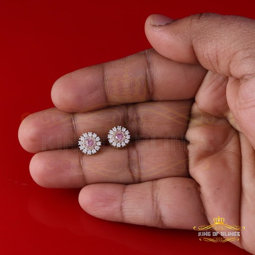 Runde Ohrstecker Herren/Damen 925 Silber gelb 1,00ct VVS D rosa Moissanit - Bild 6 von 12