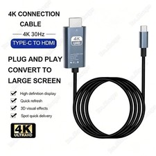 For iPhone Air 17 16 15 Pro Android 4K USB C Type C to HDMI Cable Mirroring Cord