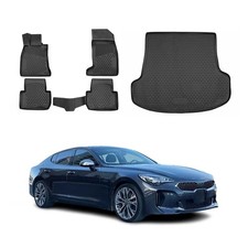 Fußmatten & Kofferraumwanne Set für Kia Stinger 2018-2023 Gummi TPE Schwarz 5x