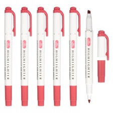 6Pack Broad and Round Tips Highlighter, Red