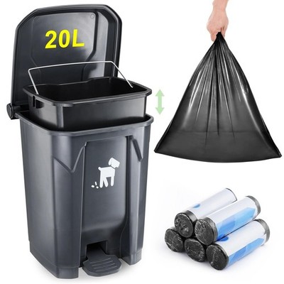 Pet Waste Container - 20L Outdoor Dog Poop Trash Bin with Removable Inner Bin...