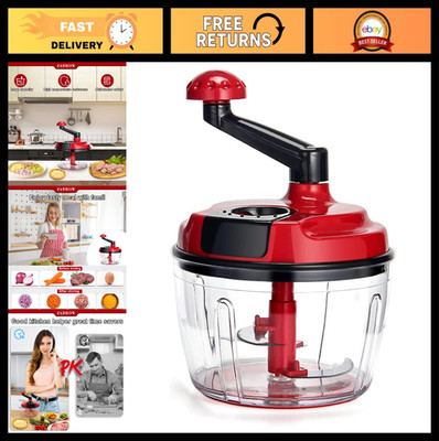 8-Cup Manual Food Processor - Hand Crank Chopper & Mincer for Veggies, Meat, Nut