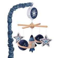 Lambs  Ivy Sky Rocket Planets/Stars Musical Baby Crib Mobile Soother Toy- Blue