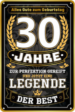 Retro Blechschild 30 Geburtstag Männer Frauen Deko