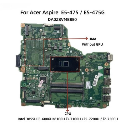 DAZ8VMB18D0 For Acer N16Q1 E5-475 E5-475G 3855U i3-6006U 7100U i5-7200U CPU UMA 