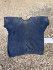 Vintage 1960s Sweatshirt Short Sleeve Crewneck Distressed Faded Patina Medium