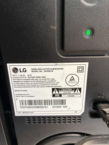 LG SPN5B-W Black Wireless 33W 110-120V/60Hz Active Subwoofer with Power Cord - Picture 4 of 15