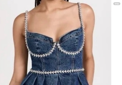Self-Portrait Diamante Detail Denim Mini Dress in Blue, NWT, SZ.6 orig$495  | eBay