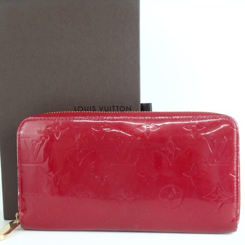 Authentic Louis Vuitton Vernis Zippy Wallet M93058 Red Enamel Wallet[Used]621984