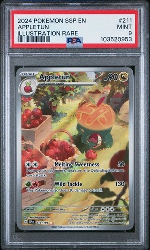 2024 POKEMON SSP EN #211 APPLETUN ILLUSTRATION RARE PSA 9 SURGING SPARKS