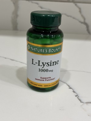  Nature s Bounty L-LYSINE 1000mg Supports Immune Health 60 Tablets EXP 12/2027