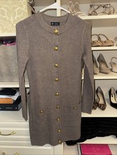 Gap Sweater Dress Petite Small Brown Gold Button