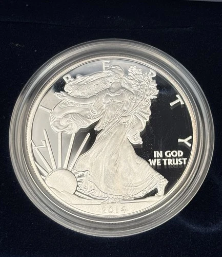 2014-W Proof American Silver Eagle Proof Dollar $1 Box & COA US Mint