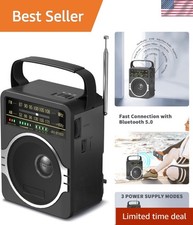 Travel-Ready Bluetooth Radio with 5W Sound  Extended Battery Life - Black