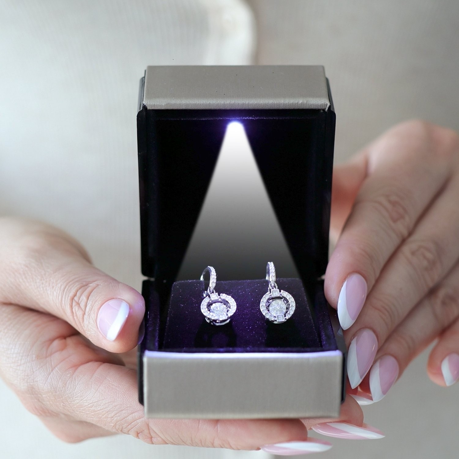 Novel Box Square LED Earring Box for Weddings & Special Occasions