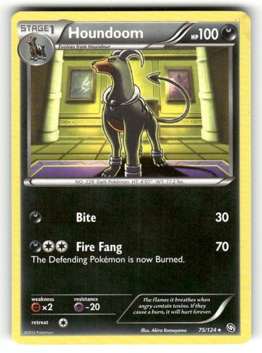 Houndoom 75/124 Rare Dragons Exalted Pokemon Moderately Played Akira Komayama