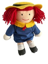 Vintage 1990 Madeline Plush Doll. Blue dress, Yellow hat, Made by Eden, Bemelman