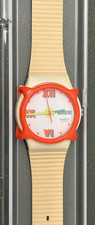IN ORIGINAL BOX Vintage 1990 Swatch Watch Short Leave Model GW701 w Orange Guard