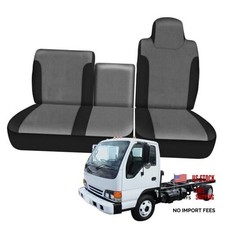 Truck Seat Cover Compatible with Isuzu NPR Front 40/60 1995-2005 black and gray