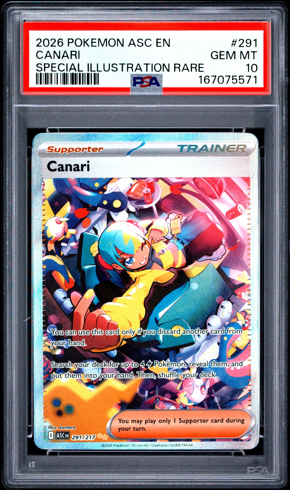 2026 POKEMON ASC EN-ASCENDED HEROES SPECIAL ILLUSTRATION RARE #291 CANARI PSA 10