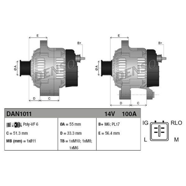 Denso Generator Lichtmaschine 100A 14V FüR Toyota Avensis Stufenheck-image