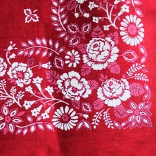 Rare Vntg Burgundy Pink Flowers Bandana Color Fast 100% Cotton RN 13962 Floral