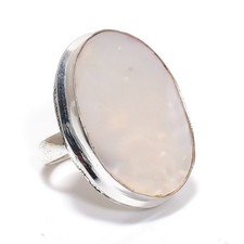 Rose Quartz Gemstone Handmade 925 Sterling Silver Jewelry Ring Size 8 z289