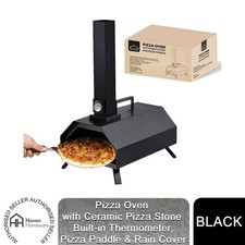 Haven Outdoor Wood Fired Pizza Oven with Pizza Stone, Pizza Paddle & Rain Cover