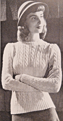 Vintage Strickmuster ** Damen einfach Zopfmuster 4-lagiger Pullover ** Brustumfang 32'' bis 38''
