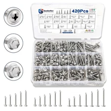 420X TEK Stainless Steel Self Drilling Sheet Metal Screws #8 #10 Hex-Washer Head