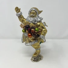 Rare! Vtg Dept 56 Ice Skating Santa 8" Figure Christmas Holiday Gold Silver