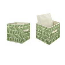 2Pcs Foldable Canvas Storage Boxes Collapsible Fabric Cube Organizer Basket Bags