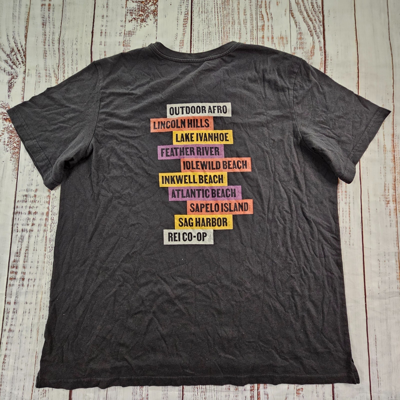 X REI CO-OP Outdoor Afro Black Short Sleeve Cotton Blend T-Shirt Men's XL