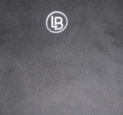 LB Black Tote Bag with Logo, Double Handles, Solid Pattern, Rectangle Shape