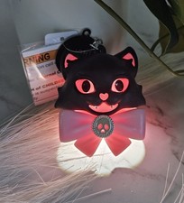 Bath Body Works nwt Light Up Black pink Halloween Cat Pocketbac keychain