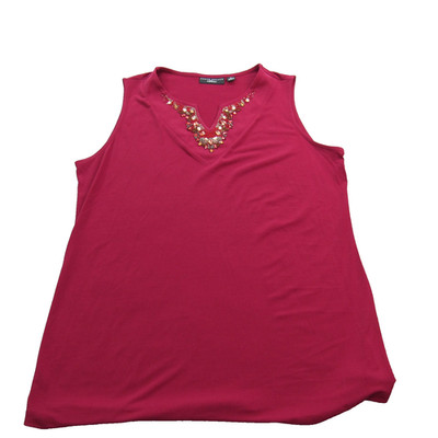 Susan Graver Tank Top Womens Medium Embellished Sleeveless Shirt Blouse Artisan