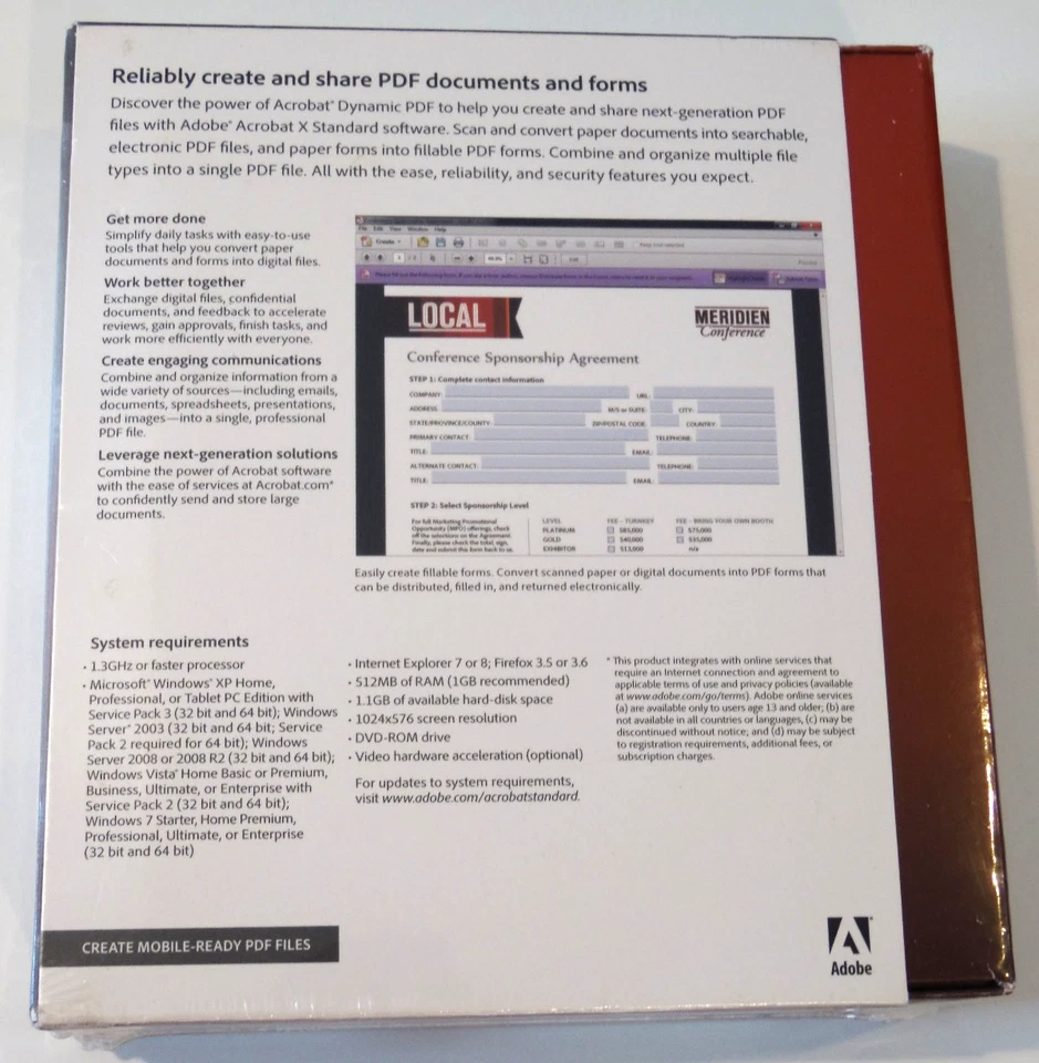 Adobe Acrobat X Standard Windows PC: Full Version 2010 New - Factory Sealed - Image 2 of 4
