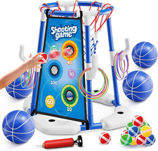 3 in 1 Pool Basketball Hoop Ring Toss Game for Kids 4-8 8-12 - Floating Pool T
