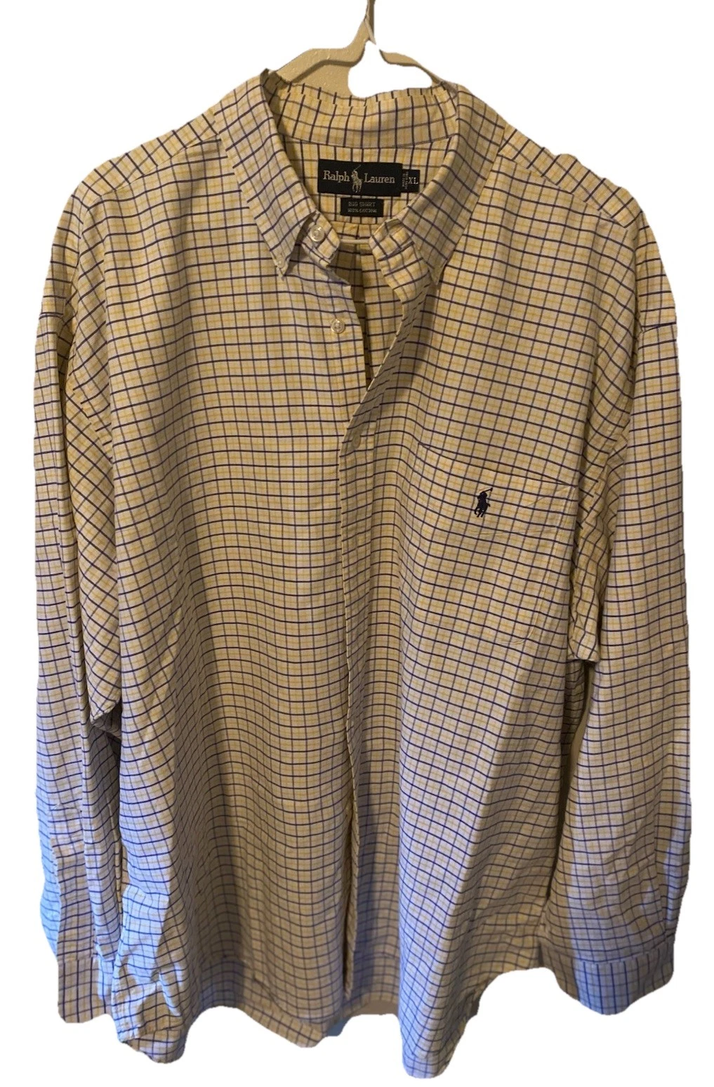 Polo Ralph Lauren Button Down Yellow Striped Long Sleeve Men XL Custom Fit