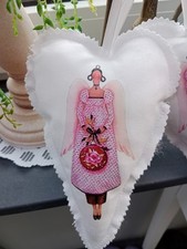 Deko Herz  STOFFHERZ  * TILDA Engel Motiv * Shabby Chic Vintage Geschenke Idee
