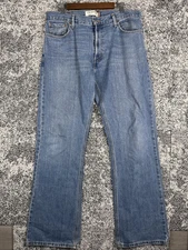 Levis 527 Blue Jeans Mens 36 X 34 (Actual 37 X 34) Low Boot Cut Heel Drags Stain