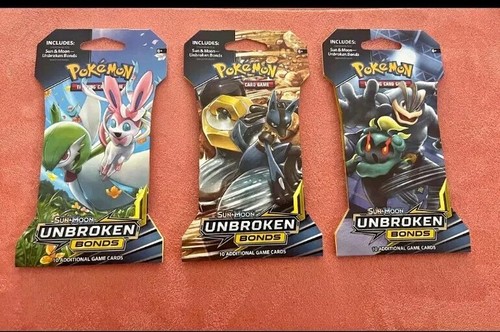 3 Pokemon TCG Sun and Moon Unbroken Bonds Booster Pack