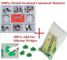 Dental 100 Pcs Sectional Contoured Matrices Matrix Ring Delta & 40 Add-On Wedges