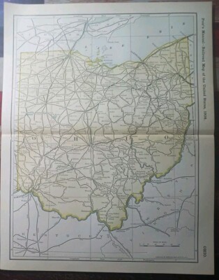 1906 Dated Train Route Map OHIO  all Railroad Lines Stations Towns 11''×9''