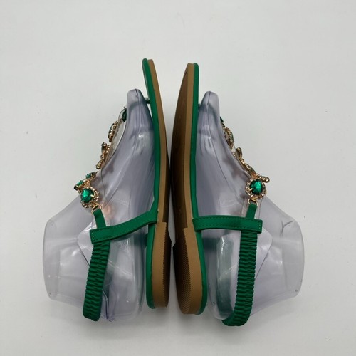 Green Strappy Thong Gem Stone Flip Flop Sandals Women's Size 8-8.5 NEW - Picture 4 of 7