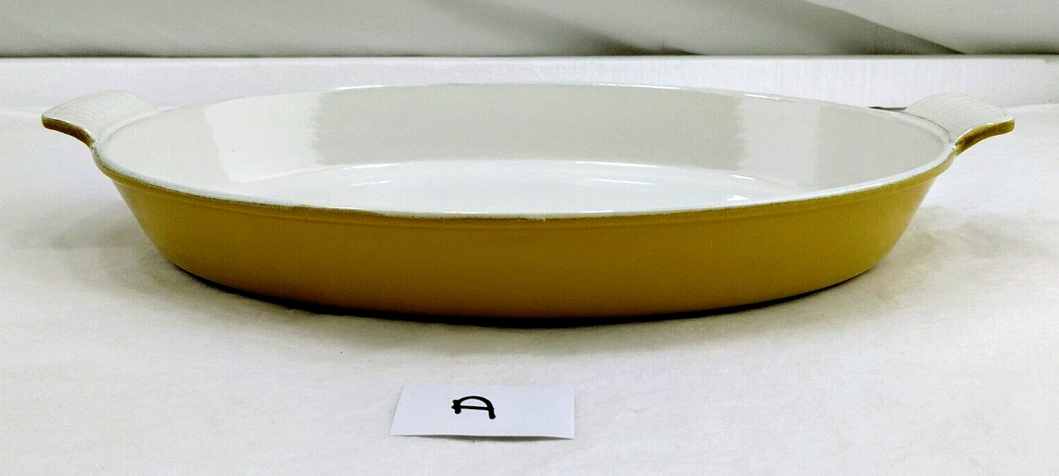 DESCOWARE 13.5" Oval Cast Iron Enamel OAG 34 Yellow Gold Mustard Baker Casserole